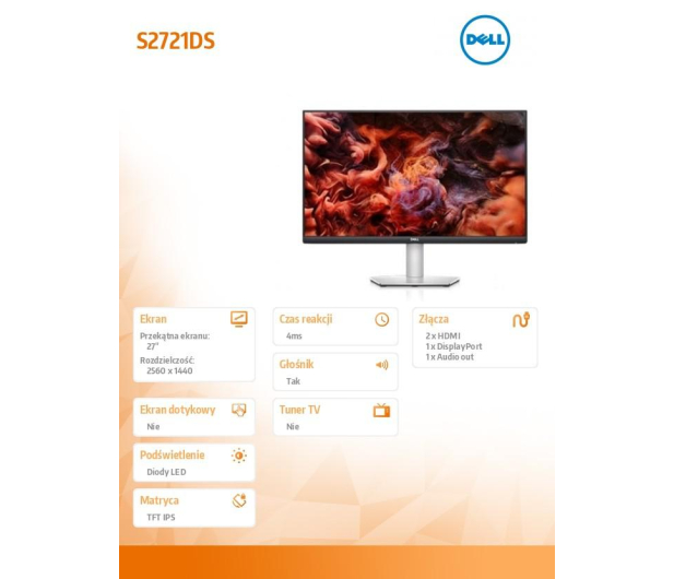 Dell 27'' S2721DS 210-AXKW Srebrny - 1465475 - zdjęcie 3